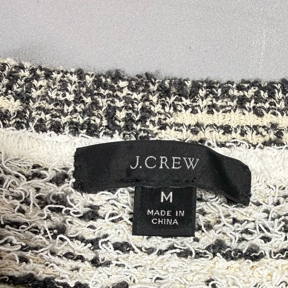 J. Crew Black and Ivory  Space-Dyed Cotton Blend Textured Cardigan Sweater - Picture 7 of 15